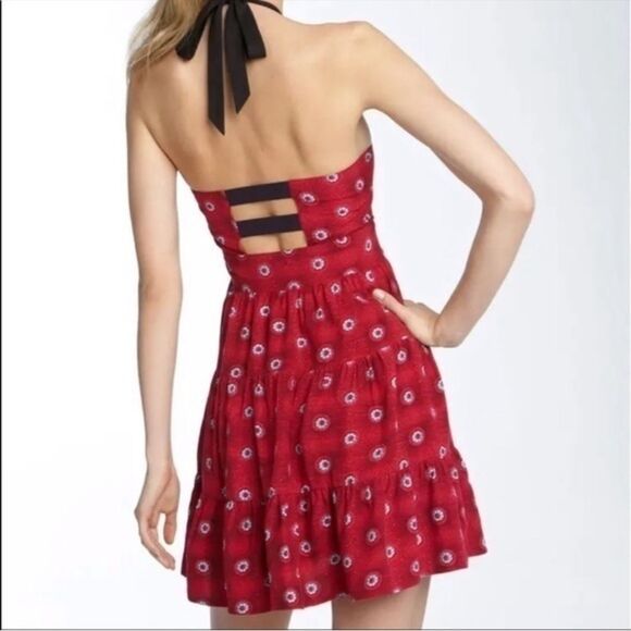 Free People Red and White Sleeveless Sundress Sz 4 - Picture 4 of 7